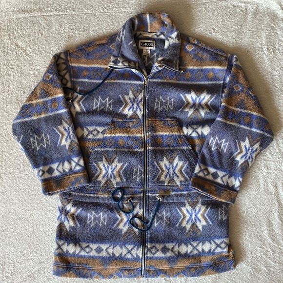 G4000 Jackets & Blazers - VINTAGE Ladies G4000 Western Aztec style oversized fleece jacket